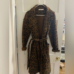 Large Soft Leopard Print Trench Coat